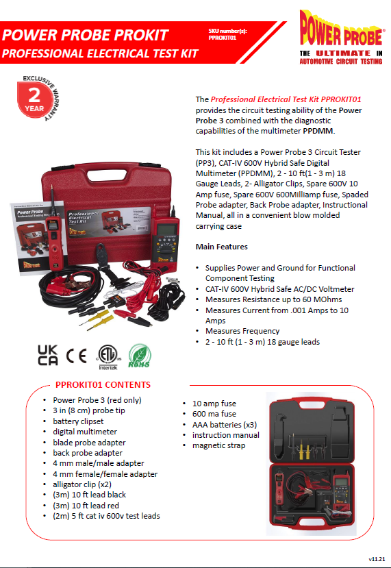 Power Probe PPROKIT01 Professional Electrical Test Kit New! 